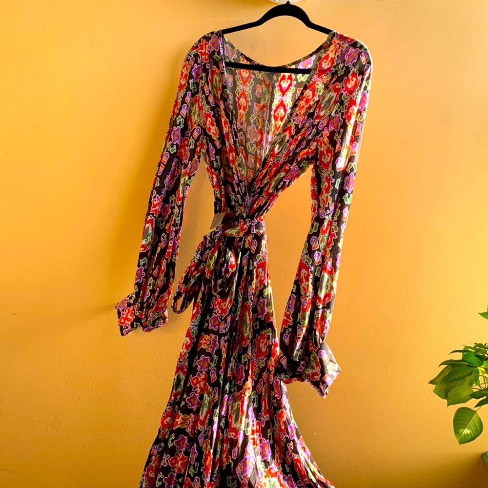 Meghan LA Floral Maxi Dress in Black with Pink, Red, Green & Purple - Picture 2 of 6